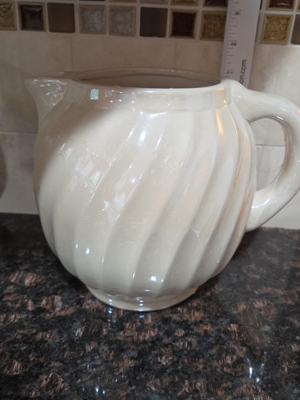 Bath & Body Works Cream Swirl Ceramic Pitcher Vase